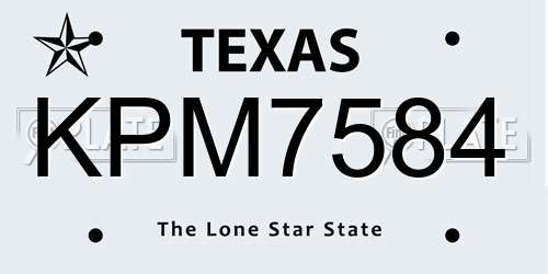 KPM7584 Texas License Plate