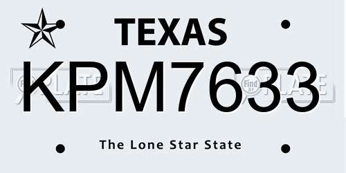 KPM7633 Texas License Plate