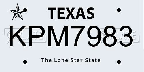 KPM7983 Texas License Plate