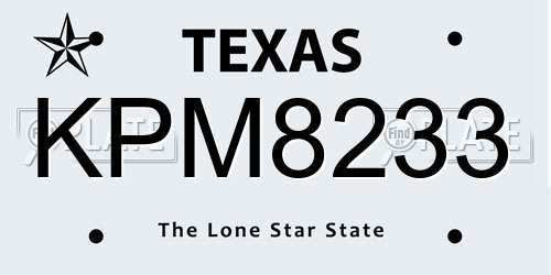 KPM8233 Texas License Plate