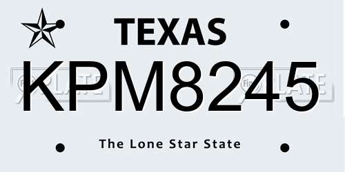 KPM8245 Texas License Plate