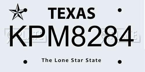 KPM8284 Texas License Plate