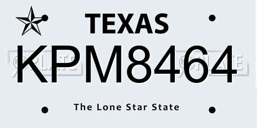 KPM8464 Texas License Plate