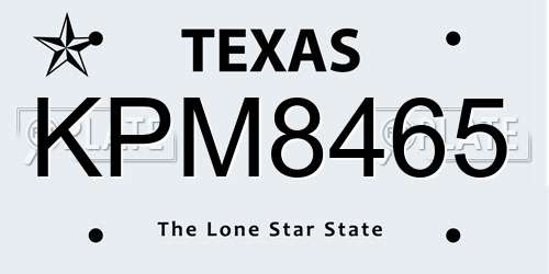 KPM8465 Texas License Plate