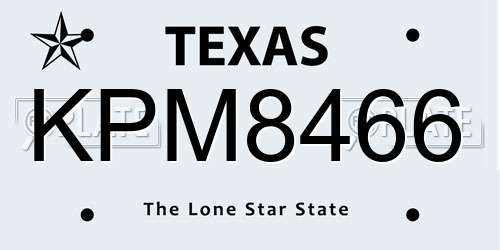 KPM8466 Texas License Plate