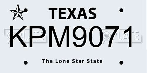 KPM9071 Texas License Plate