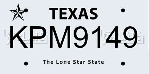 KPM9149 Texas License Plate
