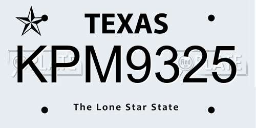 KPM9325 Texas License Plate