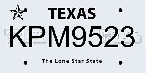 KPM9523 Texas License Plate