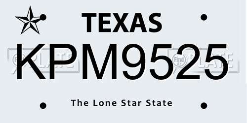 KPM9525 Texas License Plate