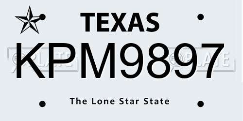 KPM9897 Texas License Plate