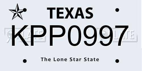 KPP0997 Texas License Plate