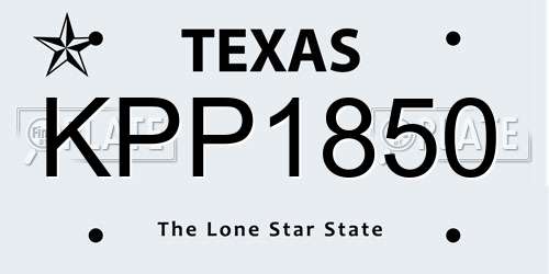 KPP1850 Texas License Plate