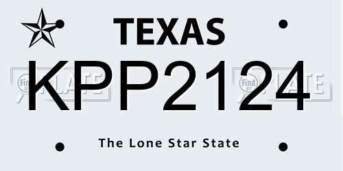 KPP2124 Texas License Plate