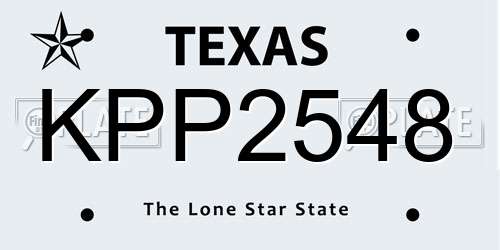 KPP2548 Texas License Plate