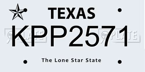 KPP2571 Texas License Plate