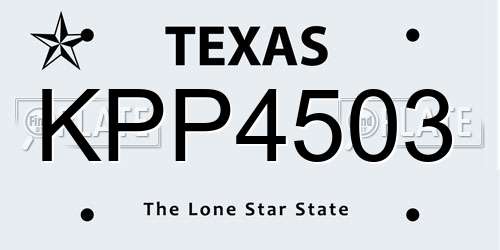 KPP4503 Texas License Plate
