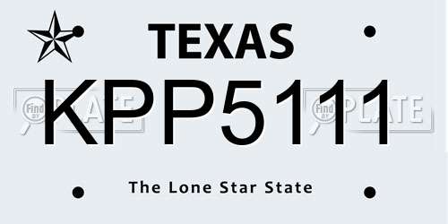 KPP5111 Texas License Plate