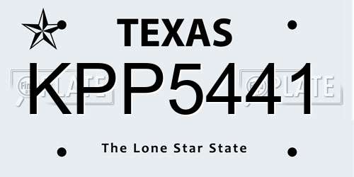 KPP5441 Texas License Plate