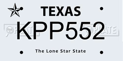 KPP552 Texas License Plate
