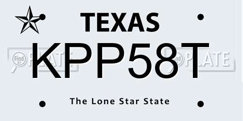 KPP58T Texas License Plate