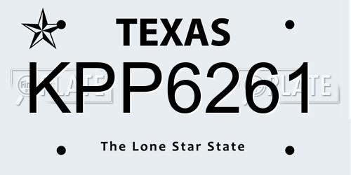 KPP6261 Texas License Plate