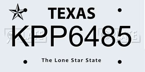 KPP6485 Texas License Plate
