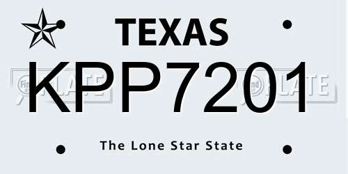 KPP7201 Texas License Plate
