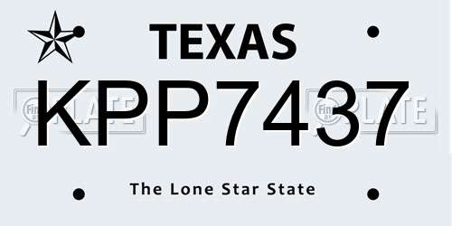 KPP7437 Texas License Plate