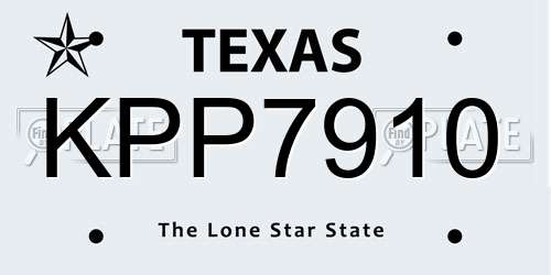 KPP7910 Texas License Plate
