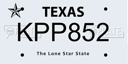 KPP852 Texas License Plate