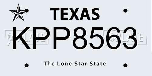 KPP8563 Texas License Plate