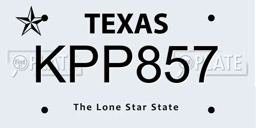 KPP857 Texas License Plate
