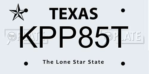 KPP85T Texas License Plate