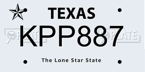 KPP887 Texas License Plate
