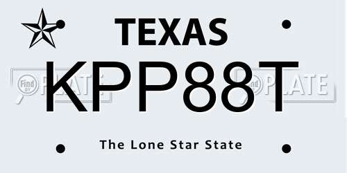 KPP88T Texas License Plate