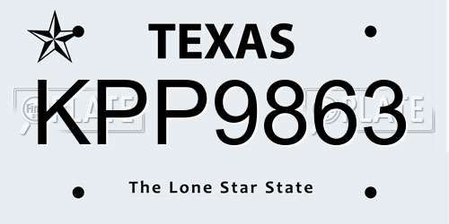 KPP9863 Texas License Plate