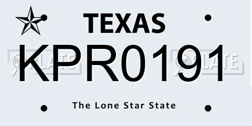 KPR0191 Texas License Plate