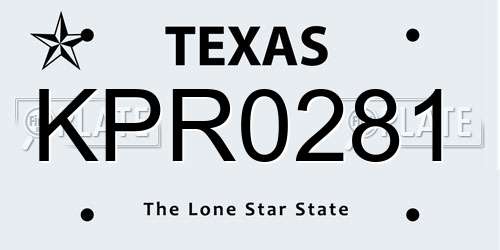 KPR0281 Texas License Plate