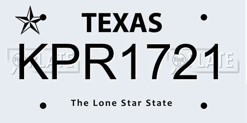KPR1721 Texas License Plate