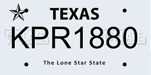 KPR1880 Texas License Plate