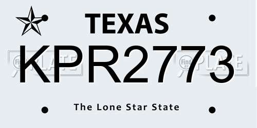 KPR2773 Texas License Plate