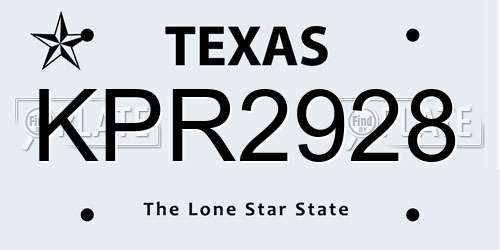 KPR2928 Texas License Plate
