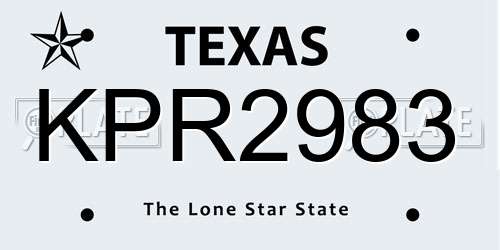 KPR2983 Texas License Plate