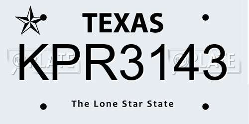 KPR3143 Texas License Plate