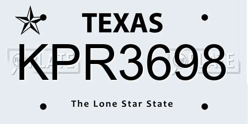 KPR3698 Texas License Plate