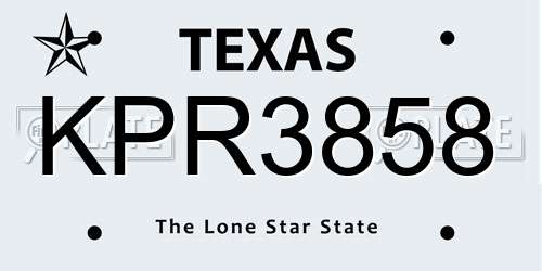 KPR3858 Texas License Plate