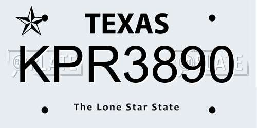 KPR3890 Texas License Plate