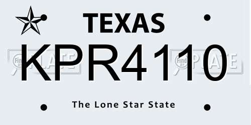 KPR4110 Texas License Plate