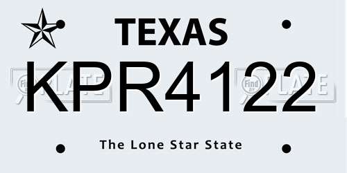 KPR4122 Texas License Plate